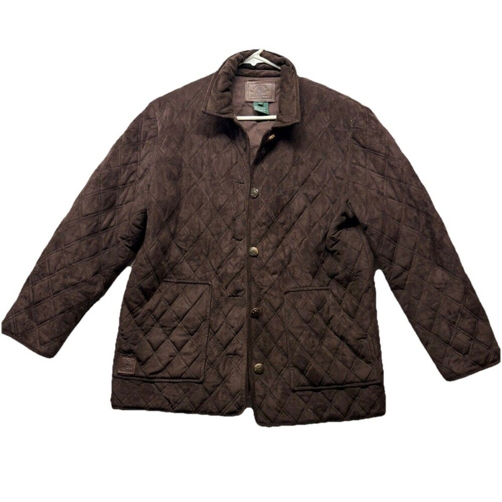 Lauren Ralph Lauren Barn Jacket Equestrian Faux Suede Quilted Women's L Brown
